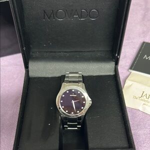 Movado Silver Watch with Stainless Steel Bracelet